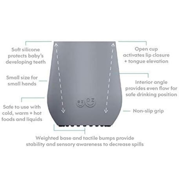 Ez Pz First Foods Set 6 Months Gray Bowl Cup Spoons - Picture 4 of 6